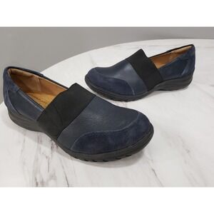 SIZE 8 Softspots Women's Blue Leather Clogs Mule Loafer Slip On Suede Navy Blue
